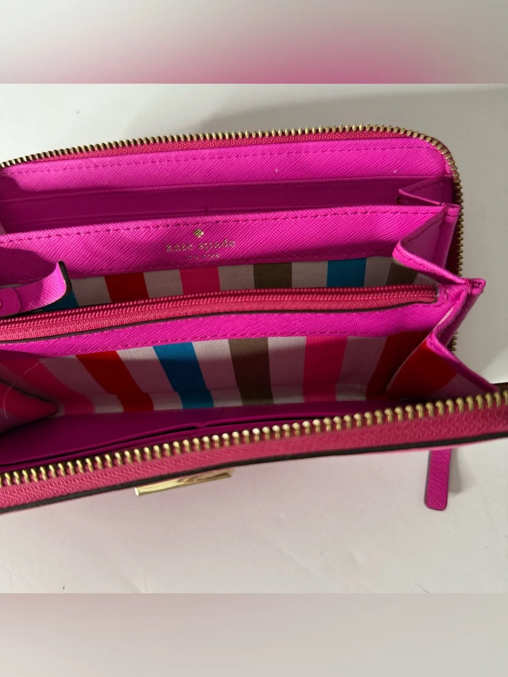 Kate Spade  Vibrant Hot Pink Zip-Around Wallet